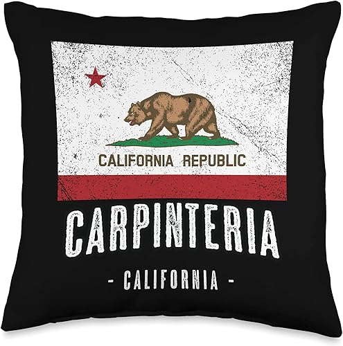 Carpinteria - Clothing and Merch Carpinteria-California  Cali City Souvenir-CA - Almohada con bandera, 16 x 16 pulgadas, multicolor