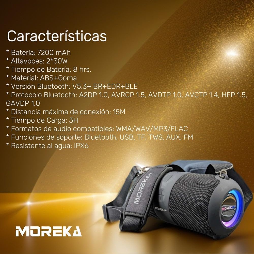 MOREKA A6 Bluetooth Speaker dimensions