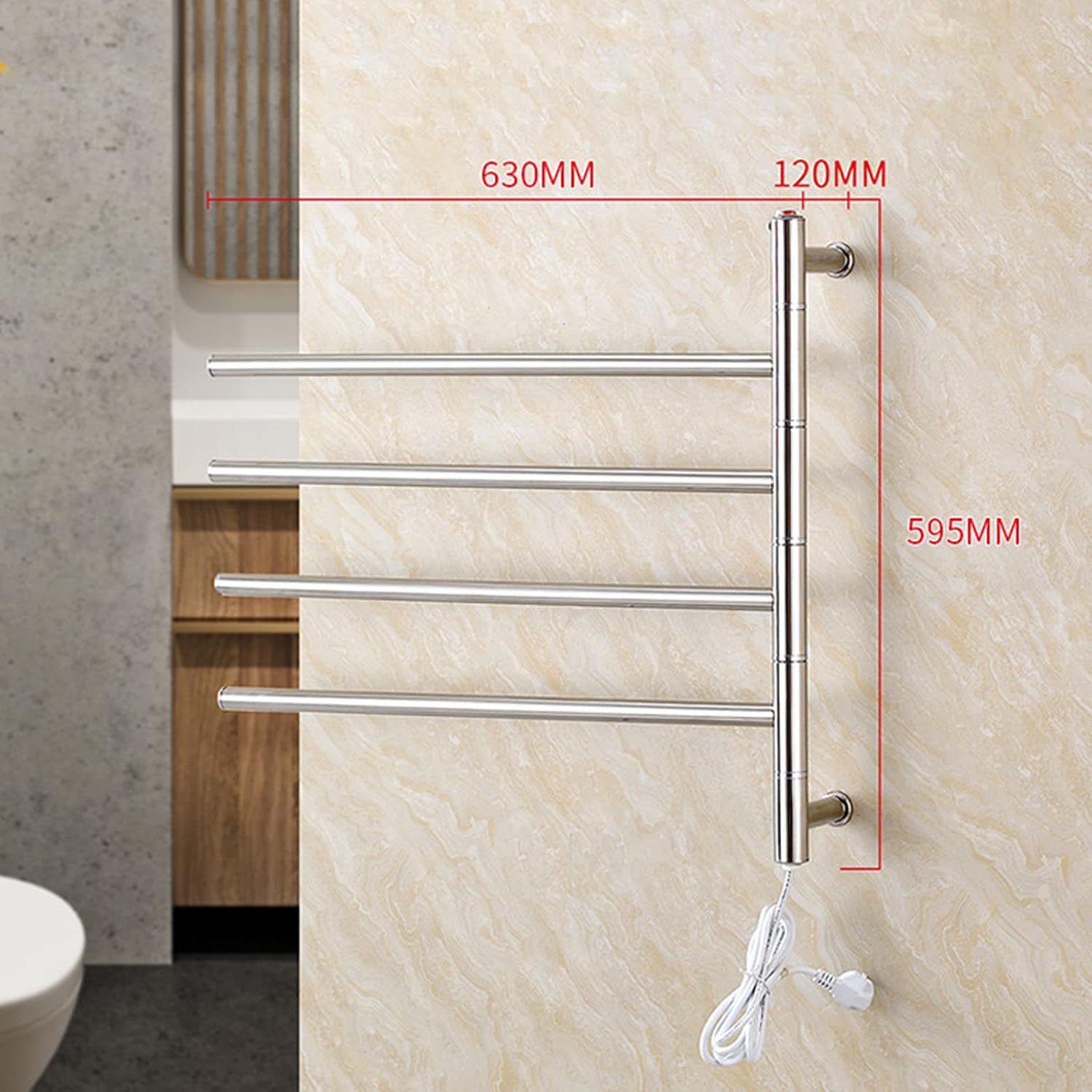 Towel Warmer, Electric Hot Towel Rails, Wall-Mounted 3 Bars Warming Towel Racks, Plug-in/Hardwired Heated Towel Rails,180°Rotation Electric Heated Towel Rack