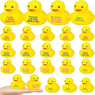Lenwen 24 Pcs Rubber Duck Bath Toy Inspirational Gift Motivational Rubber Ducks Thank You Gifts Inspirational Party Favors Baby Shower Decorations Birthday Party Favors Gift (Red, Orange, Blue, Green)