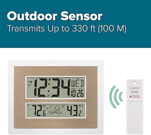 Miniatura 10 de La Crosse Technology 512-85937-INT Reloj de pared digital atómico con temperatura y pronóstico en grisplateado