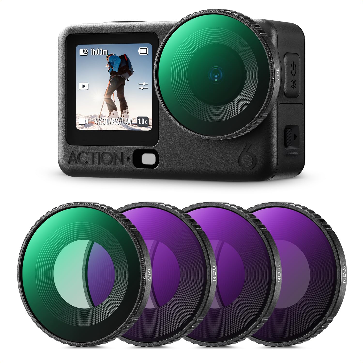K&amp;F CONCEPT ND Filter Kit for DJI Osmo Action 6, CPL ND8 ND16 ND32