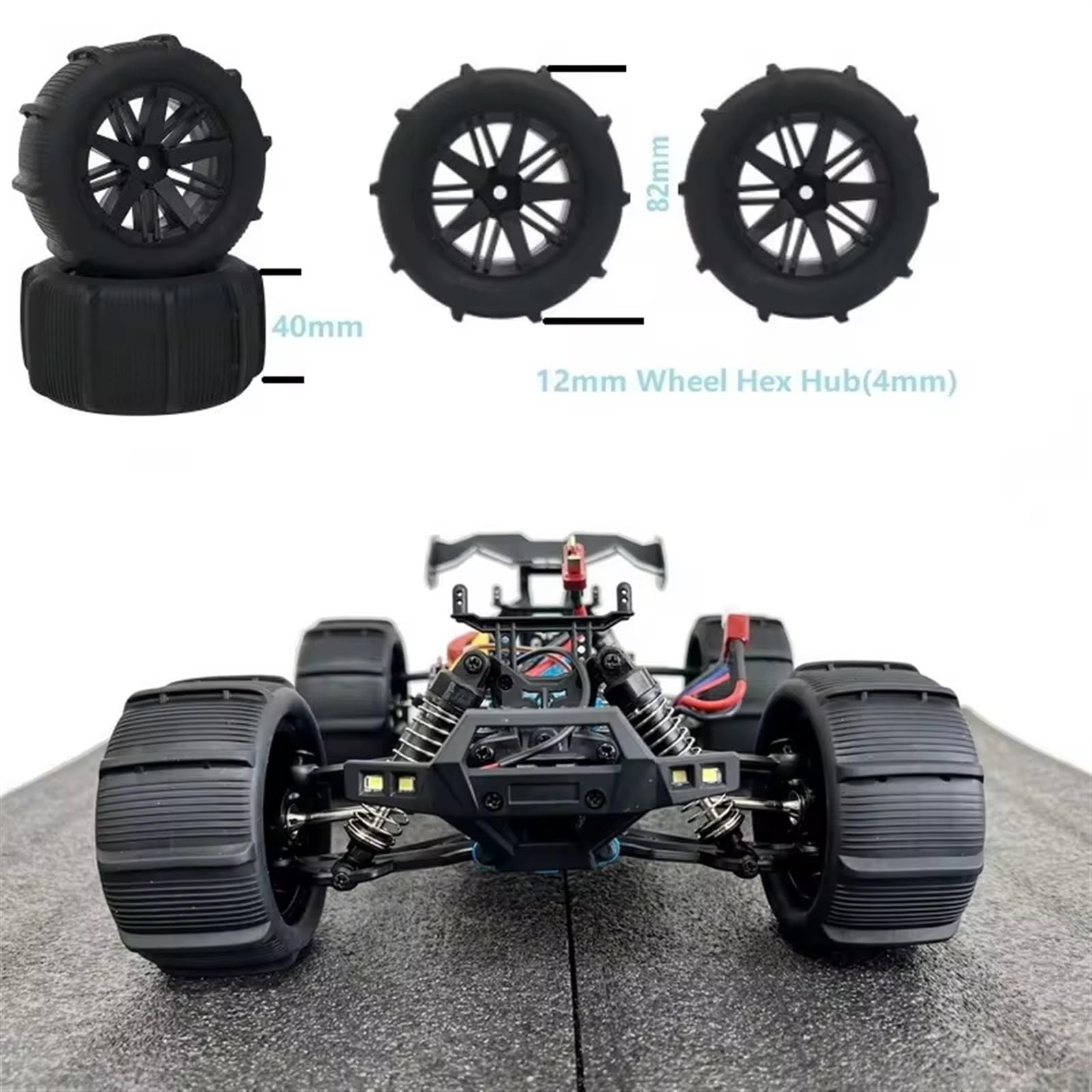 para MJX para Hyper ForGo 16210 16208 para Wltoys 144010 124016 124017 para HBX16889B para SCY 16101 Ruedas De Paletas R/C Coches/Camiones 4PCS Neumático