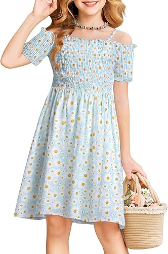 Arshiner Vestido casual de verano sin mangas floral para niñas