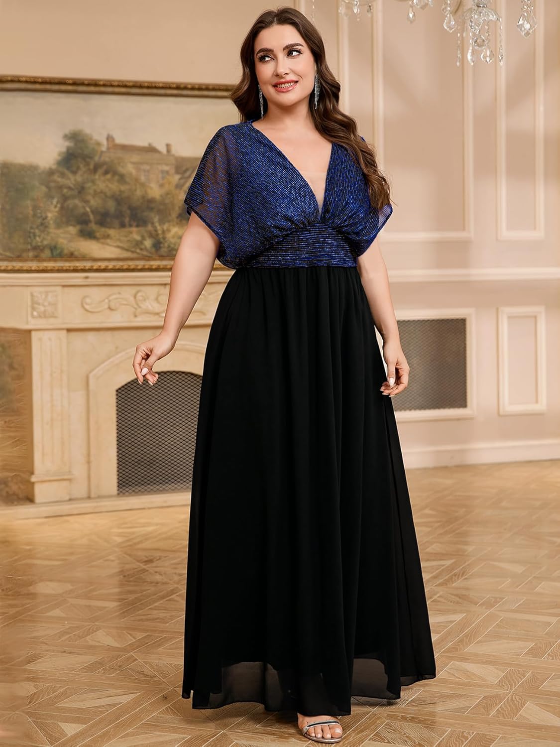 Plus Size Formal Dress Maxi V Neck A Line Evening Gown Wedding Guest Cocktail Mother of The Bride Dresses - Image 4