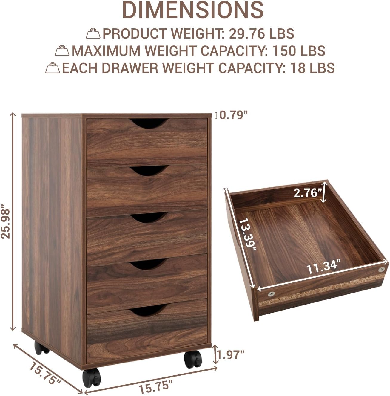 Naomi Home Taylor 5 Drawer Brown Oak