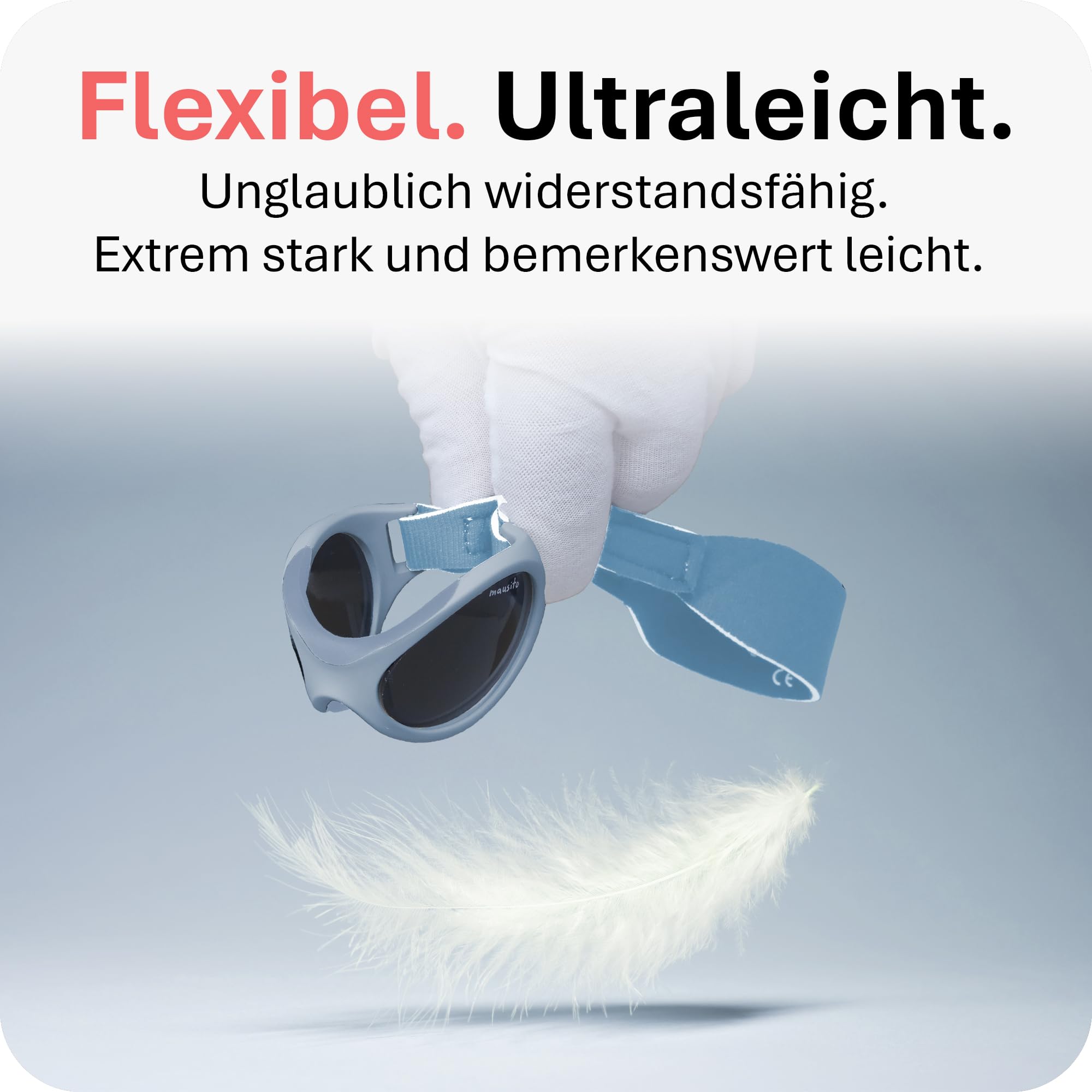 Mausito Baby Sonnenbrille 0-18 Monate verstellbares weiches Band & flexibler Rahmen | Vergleichssieger Sonnenbrille Baby 100% UV-Schutz & Schadstofffrei | Europäisches Design, sicherer Halt & robust