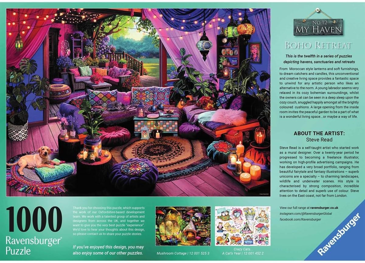 Ravensburger My Haven No.12 Boho Retreat - 1000 Piece Jigsaw Puzzle for Adults and Children from 12 Years