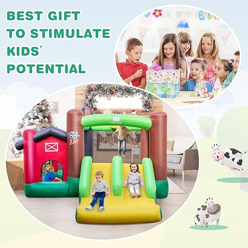 Miniatura 2 de BOUNTECH Casa inflable de rebote para niños casa inflable para fiestas en interiores y exteriores diversión familiar con doble tobogán soplador de