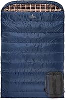 Teton Mammoth Queen Double Sleeping Bag - 20°F Family Camping Essential, Unzips to Blanket, Compression Sack Included