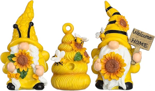 3PCS Bumble Bee Resin التماثيل زينة ربيع الصيف الخريف الصفحة الرئيسية التماثيل صينية طبقات الديكور يوم النحلة العالمي عيد ميلاد حفلة عيد الشكر هدايا حديقة التماثيل