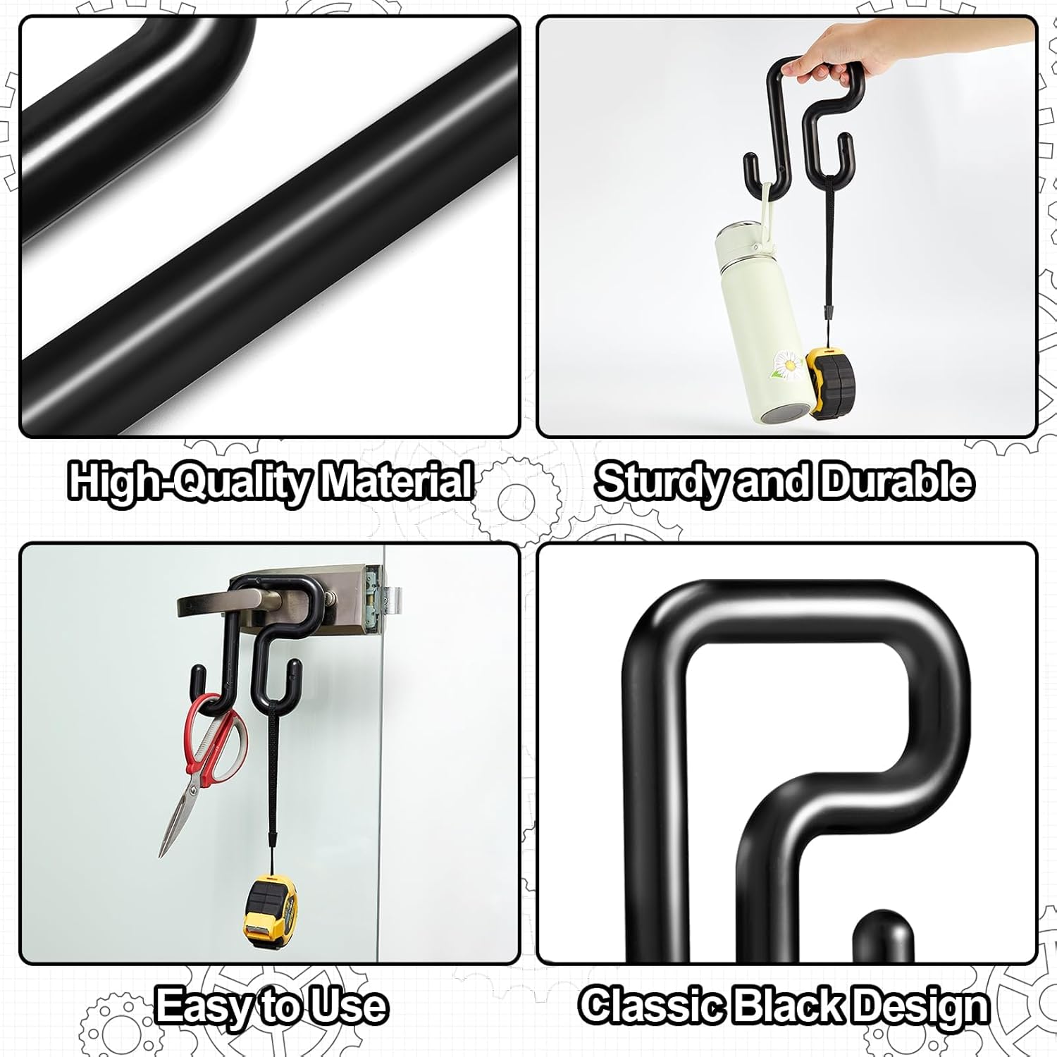 2 Pack Lineman Bucket Hooks Black Truck Blanket Hooks Fits for 3 Inches Aerial Buckets Lip Attach Tool Bags or Aprons Rated at 100lbs Working Load Limit for Lineman and Bucket Use