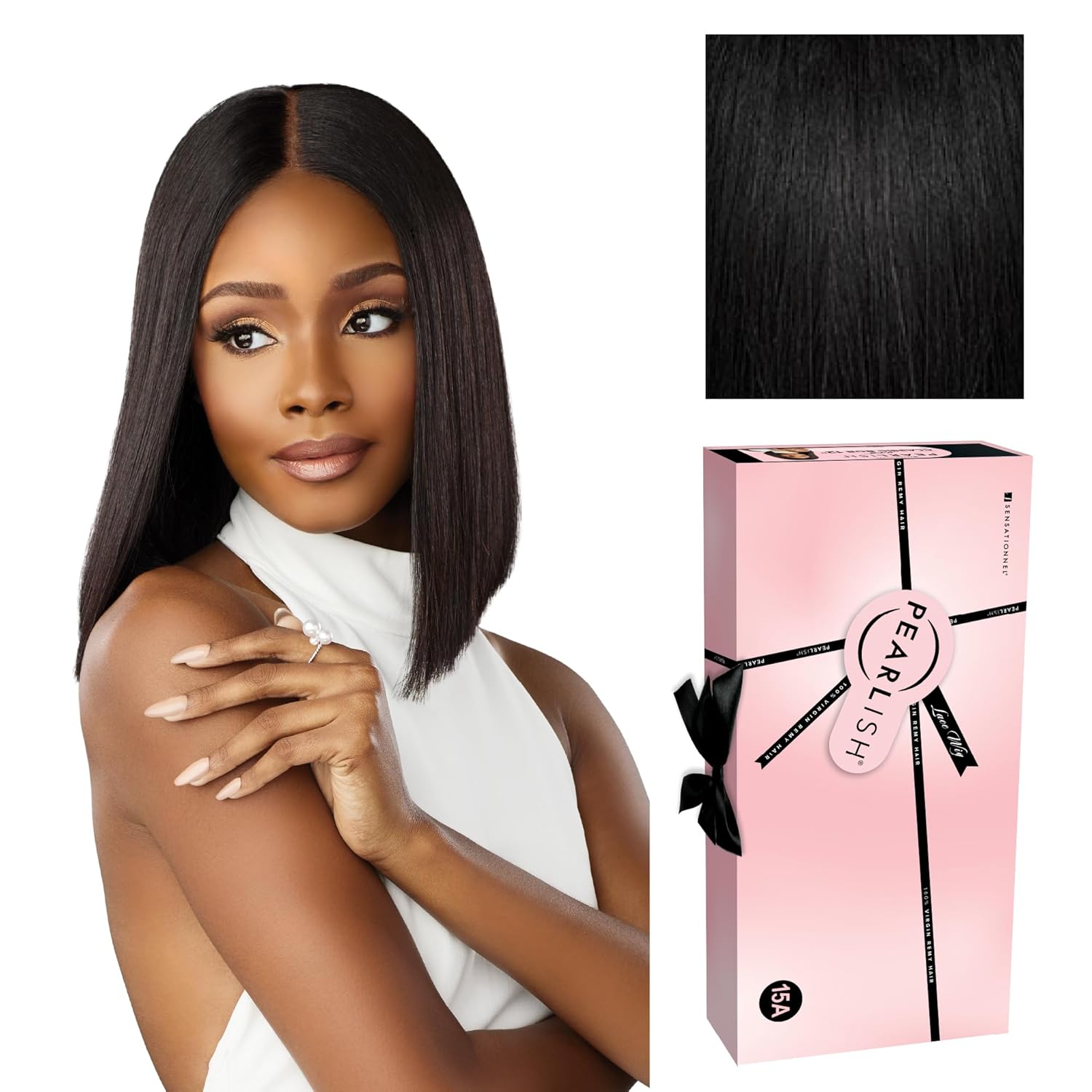 Sensationnel Pearlish 2X6 Lace Wig - Classic Bob 12 Inch Behind The Hairline Glueless Bleached Knots And Preplucked Soft Remy Hair (NATURAL)