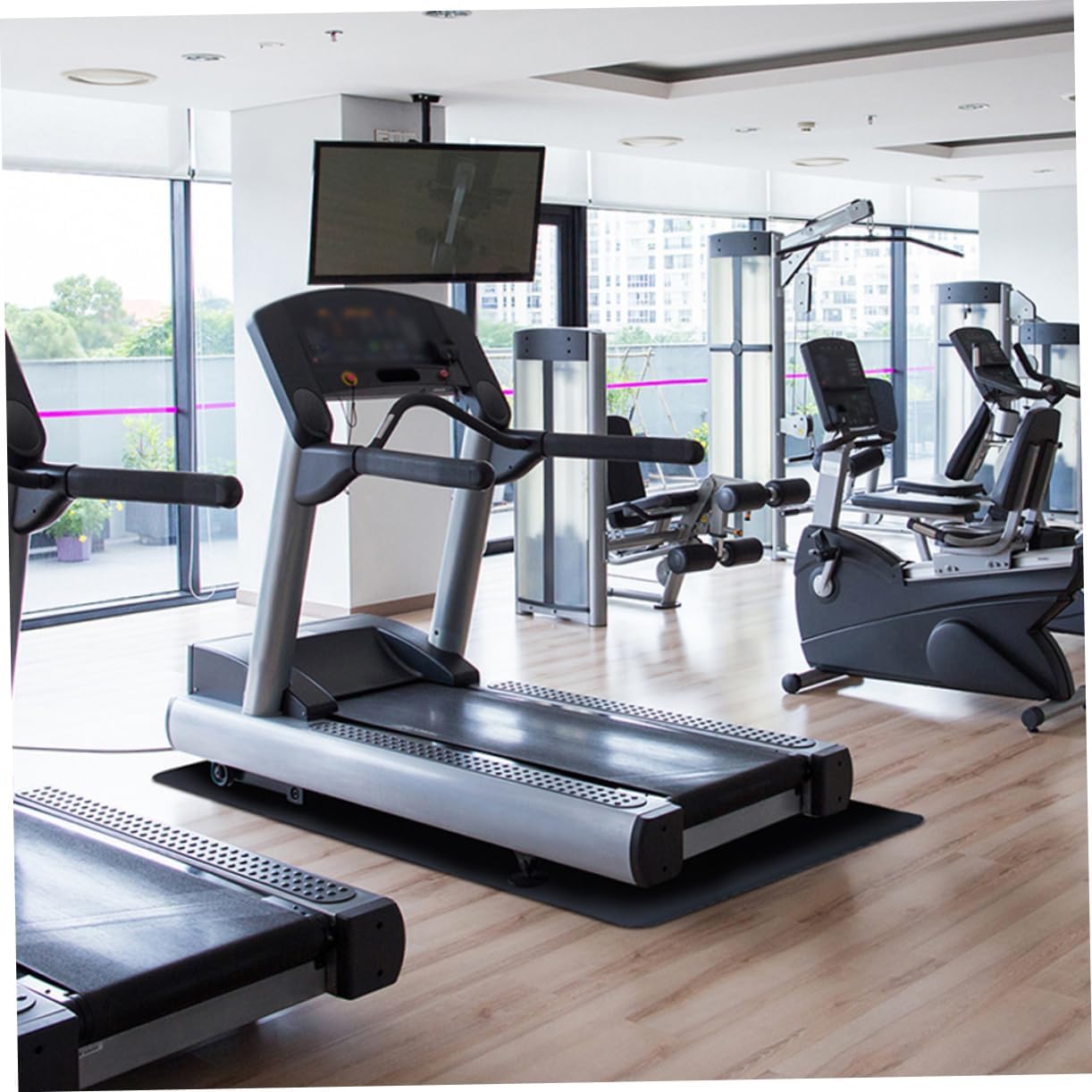 Mobestech Exercise Equipment Non- Cushion Mat for Treadmill Fitness Machines Nbr Soundproof Floor Protector Noise Reduction Stability for Home Gym