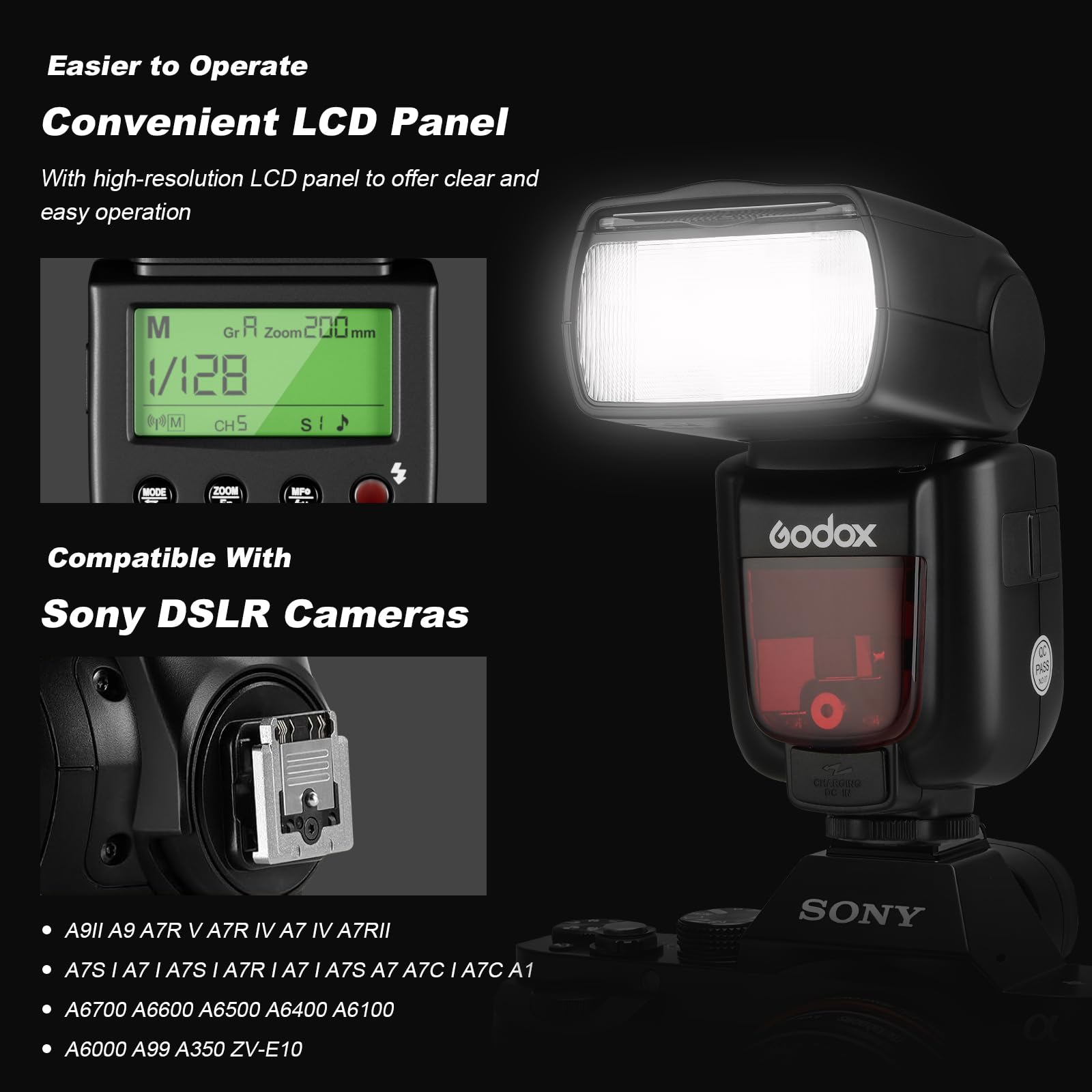 Godox 2-Pack TT600S Flash with X2T-S HSS 2.4G Wireless Master/Slaver Flash Speedlite & Receiver Godox X2T-S Remote Trigger Transmitter Kit Built-in X System Compatible for Sony Cameras