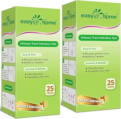 EasyHome 50 tiras de prueba de infección del tracto urinario, kit de prueba de orina UTI para análisis de orina y detección de leucocitos y nitritos