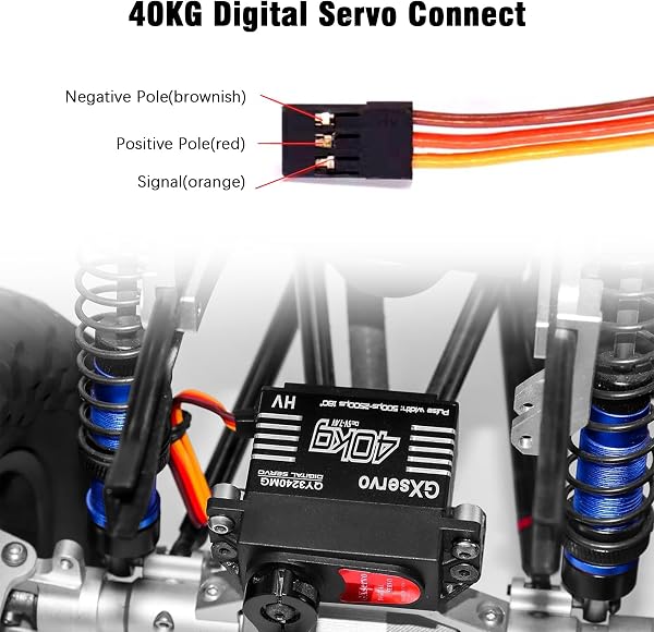 Servomoteur Ulegqin 40KG Digital Servo Servomoteur 40KG Servo Numérique à Engrenages Métalliques Servo RC avec engrenage en métal pour RC 1/8 1/10 Hélicoptère Robot Compatible avec Arduino - 3