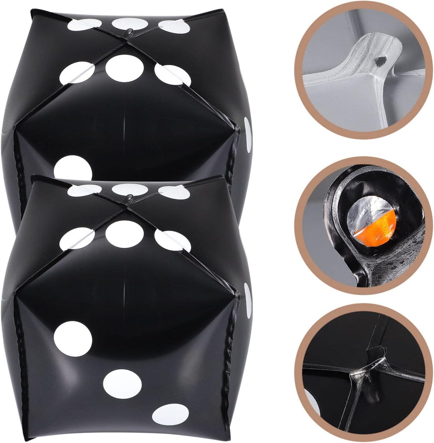 5Pcs Black Dice Balloons - 7 Inch Aluminum Foil Cube Balloons for Theme Party Decorations, Game Night Props, Easy to Inflate and Hang