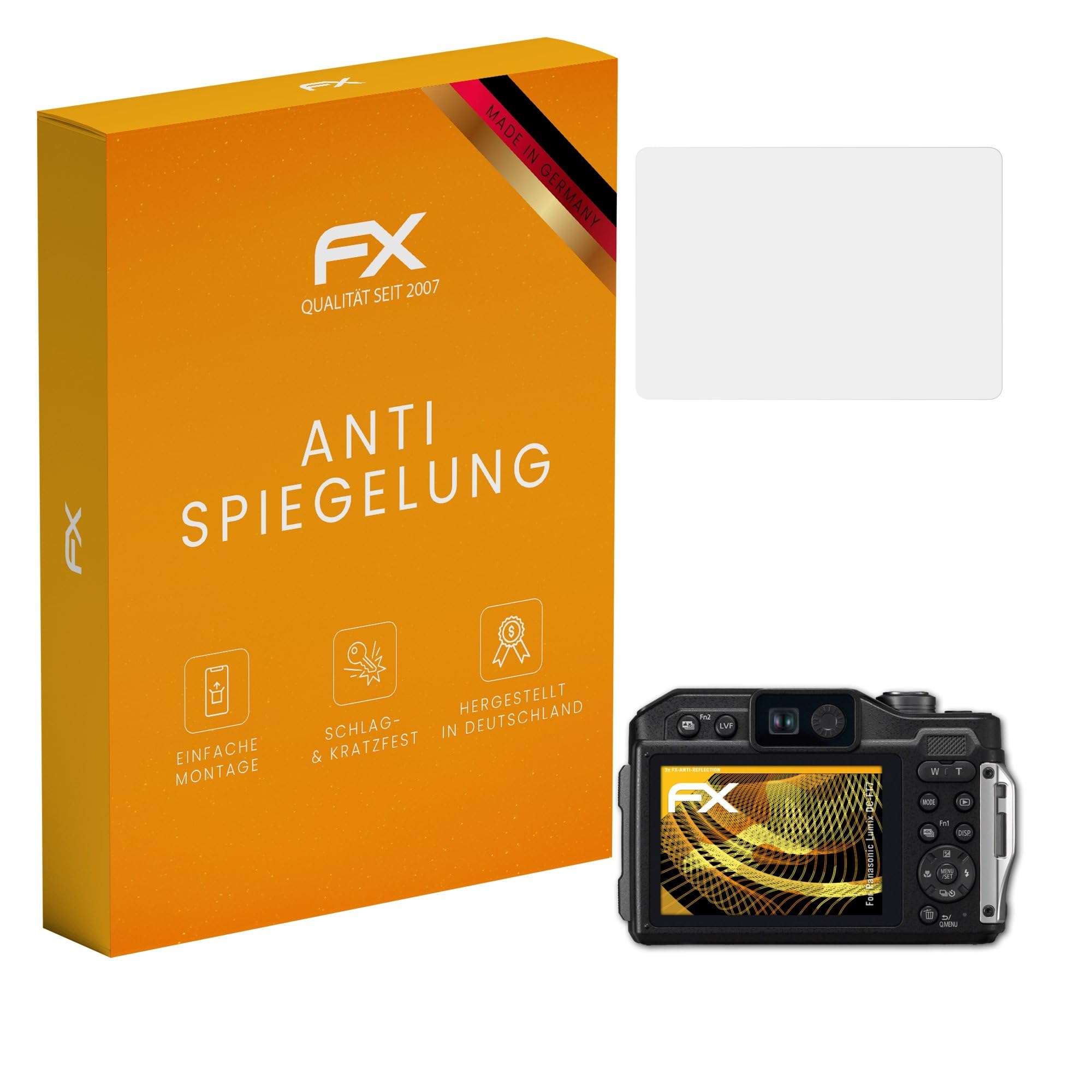 AtFoliX Panzerfolie Für Panasonic Lumix DMC-GF7 – Entspiegelt, Stoßdämpfend, 3-fach Pack