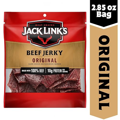 Miniatura 3 de Jack Link's - Carne vacuna seca sabor original, 2.85 onzas, bocadillo de carne sabroso, 10 g de proteína y 80 calorías, carne vacuna prémium, 95 %