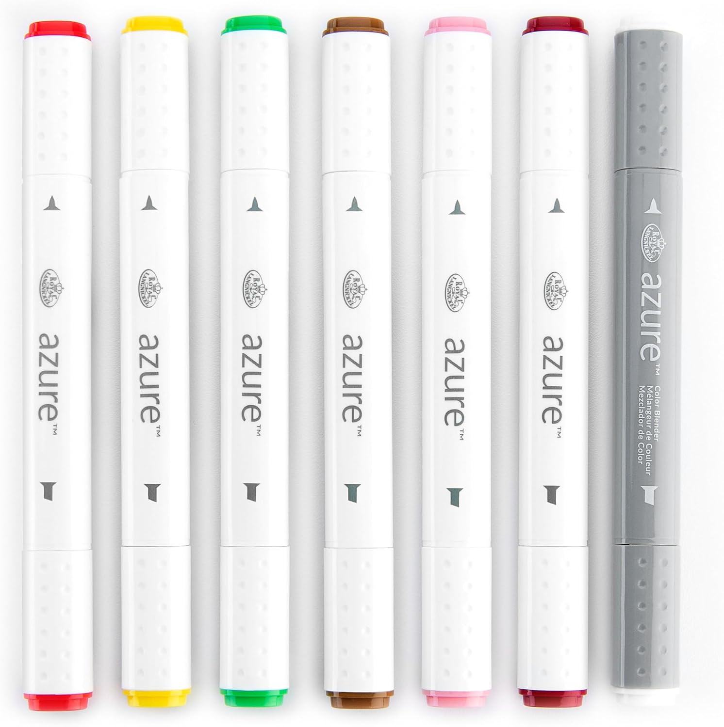 Royal & Langnickel Azure, 7pc Dual-Tip, Alcohol Based Marker Set, Includes - 6 Markers & 1 Blender, Botanic Colors