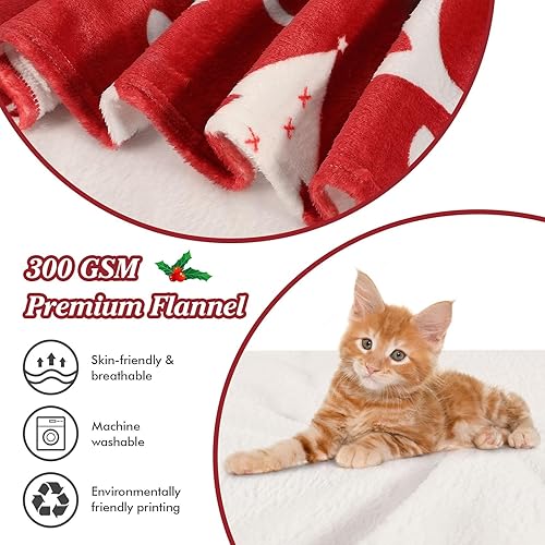 Miniatura 3 de Lewondr Manta de franela súper suave, manta de Navidad acogedora y cálida para invierno, manta de felpa para sofá, cama, sofá, oficina, campamento,