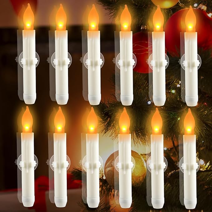 12PCS Christmas LED Window Candles with Suction Cup