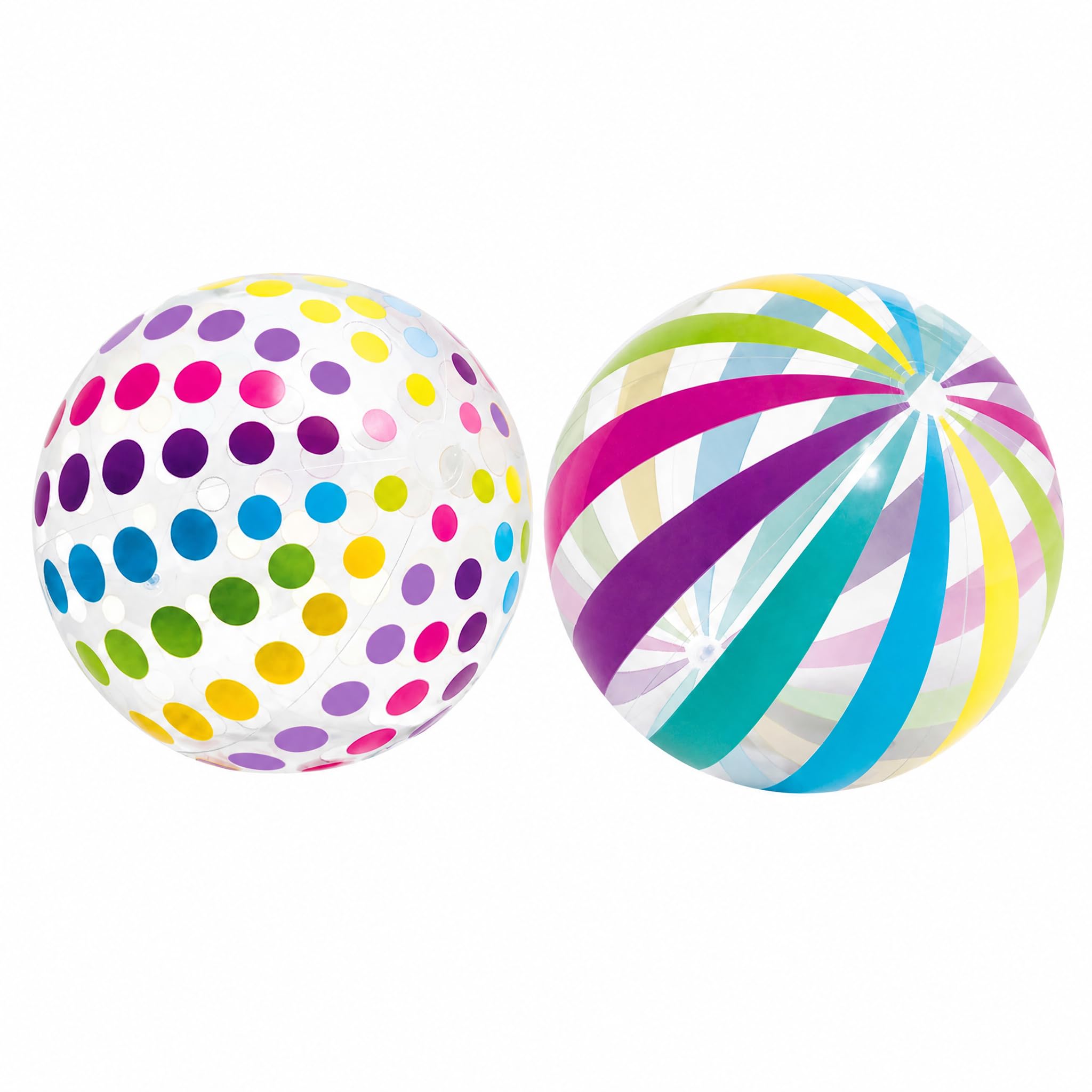 2 Pcs Beach Ball, Inflatable Ball Colorful,Polka Dots Rainbow Beach Balls