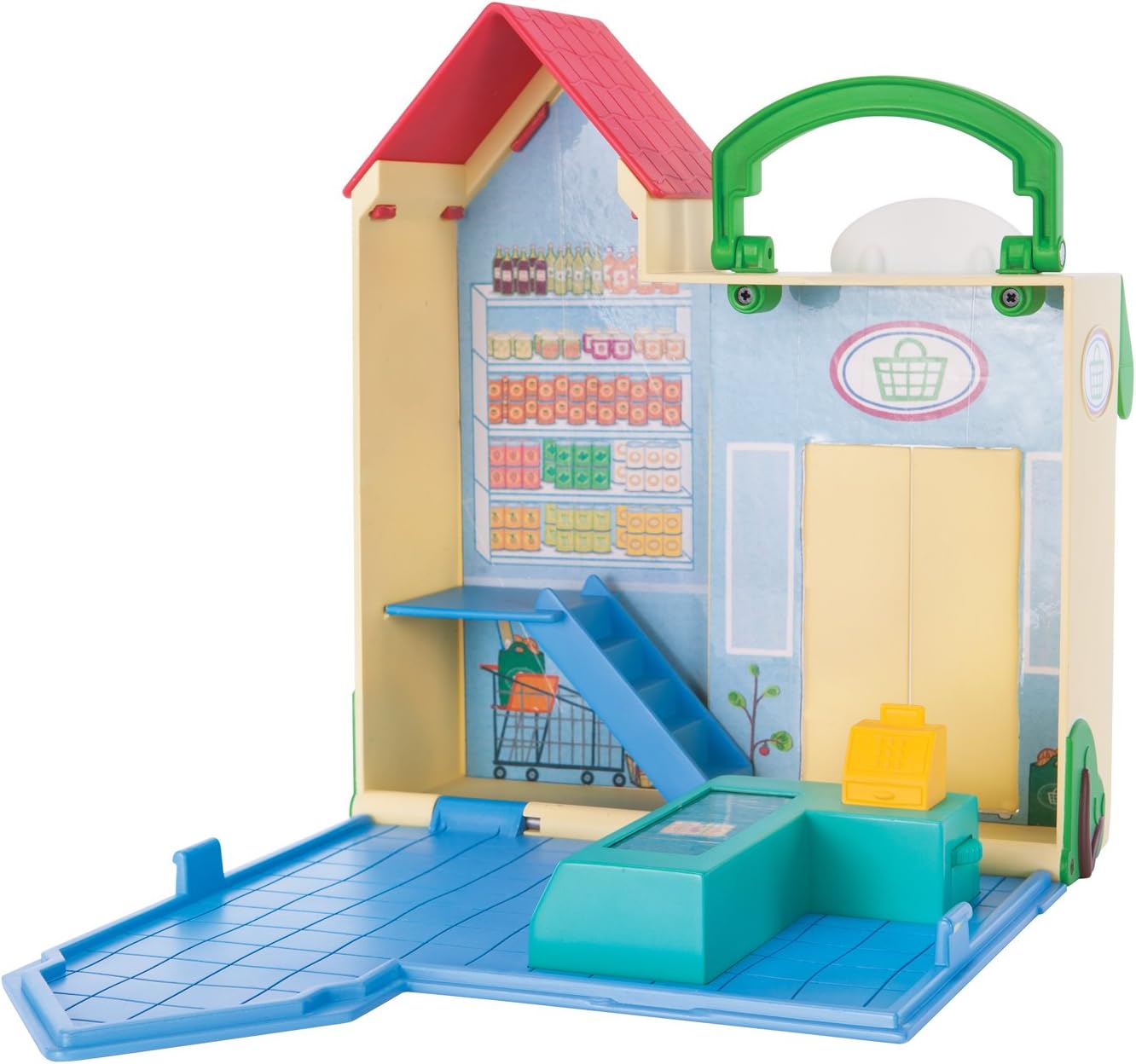 Peppa Pig Little Grocery Store Playset, 3 Pieces - Includes Foldable Grocery Store Case, Peppa Figure & Shopping Cart - Toy Gift for Kids - Ages 2+