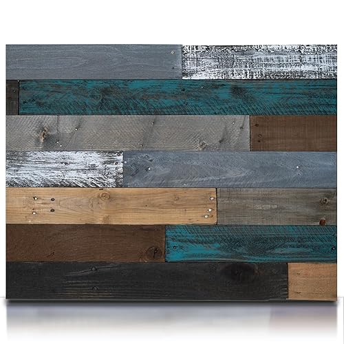 Paneles de pared de listones de madera rústica para paredes decorativas del hogar, hechos de paletas, mezcla rústica de invierno turquesa, paneles