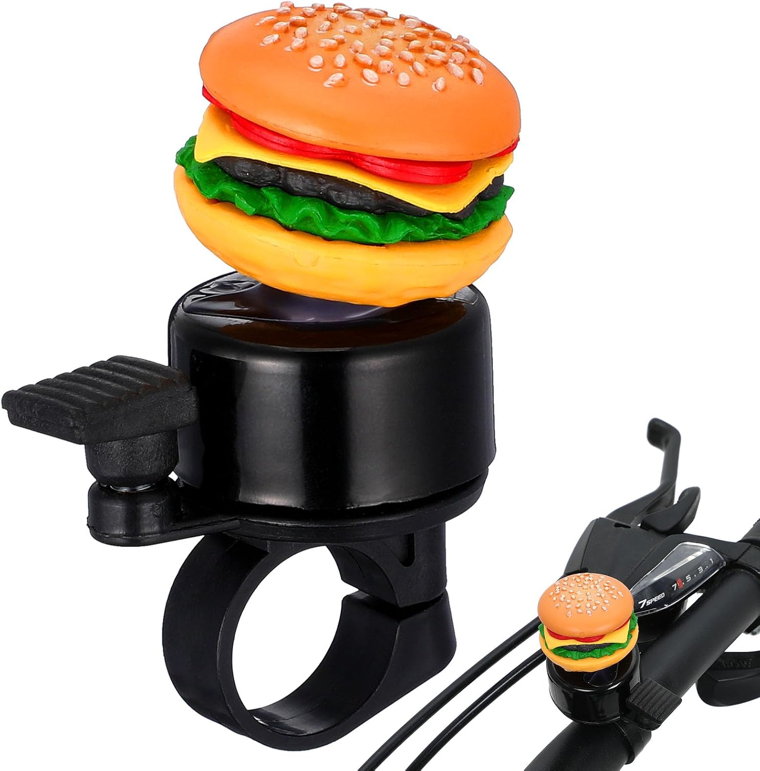 SUPVOX Bike Bell Hamburger Shape Outdoor Bicycle Bell Iron Material Loud Warning Sound for Handlebars Suitable for Adults Mountain Road Cycling