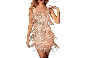 Women's Cocktail Sequin OPLXUO Tassels Short Prom Dresses