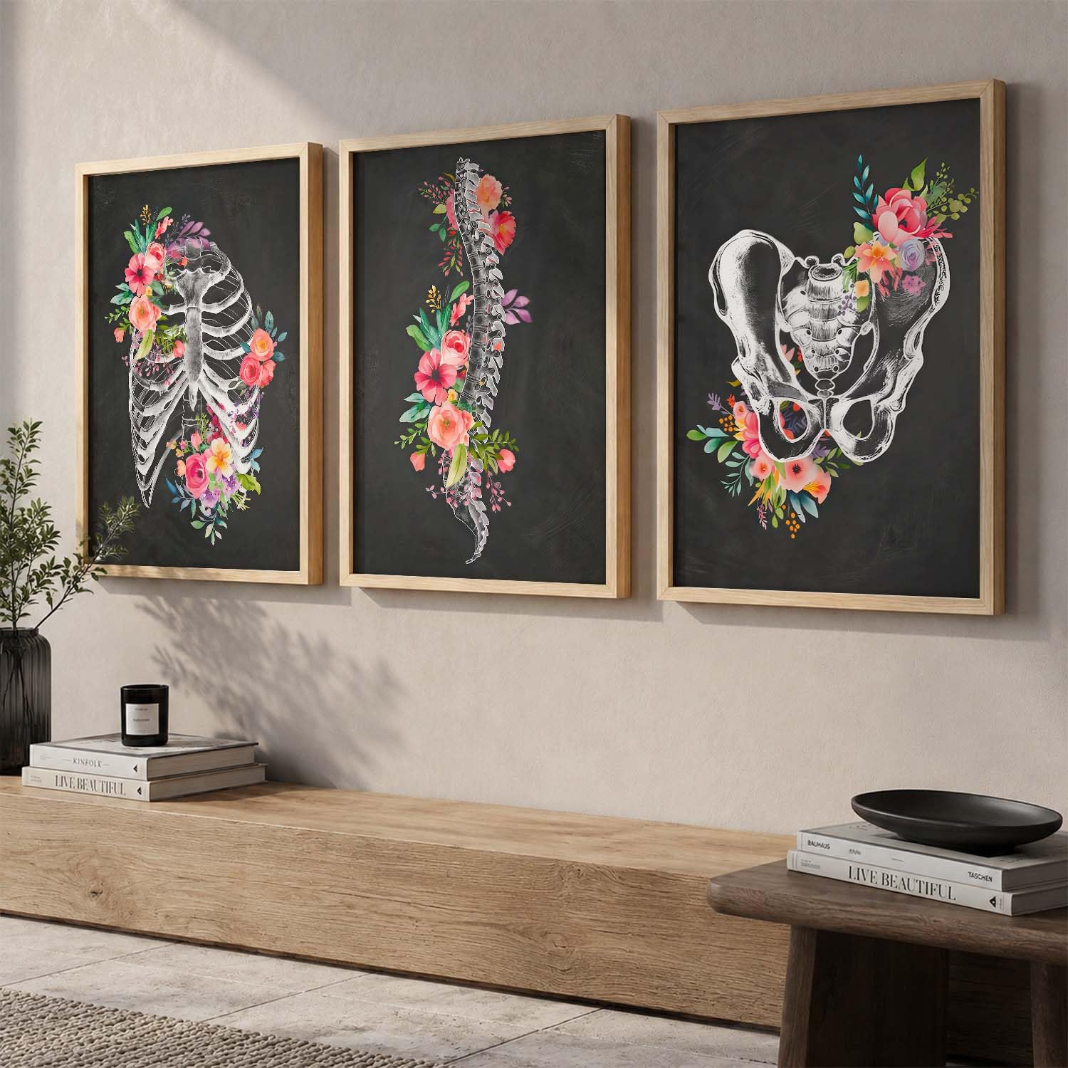 Floral Chiropractic Wall Art Posters - Set of 3 -7 Floral Chiropractic Wall Art Posters - Set of 3 -7