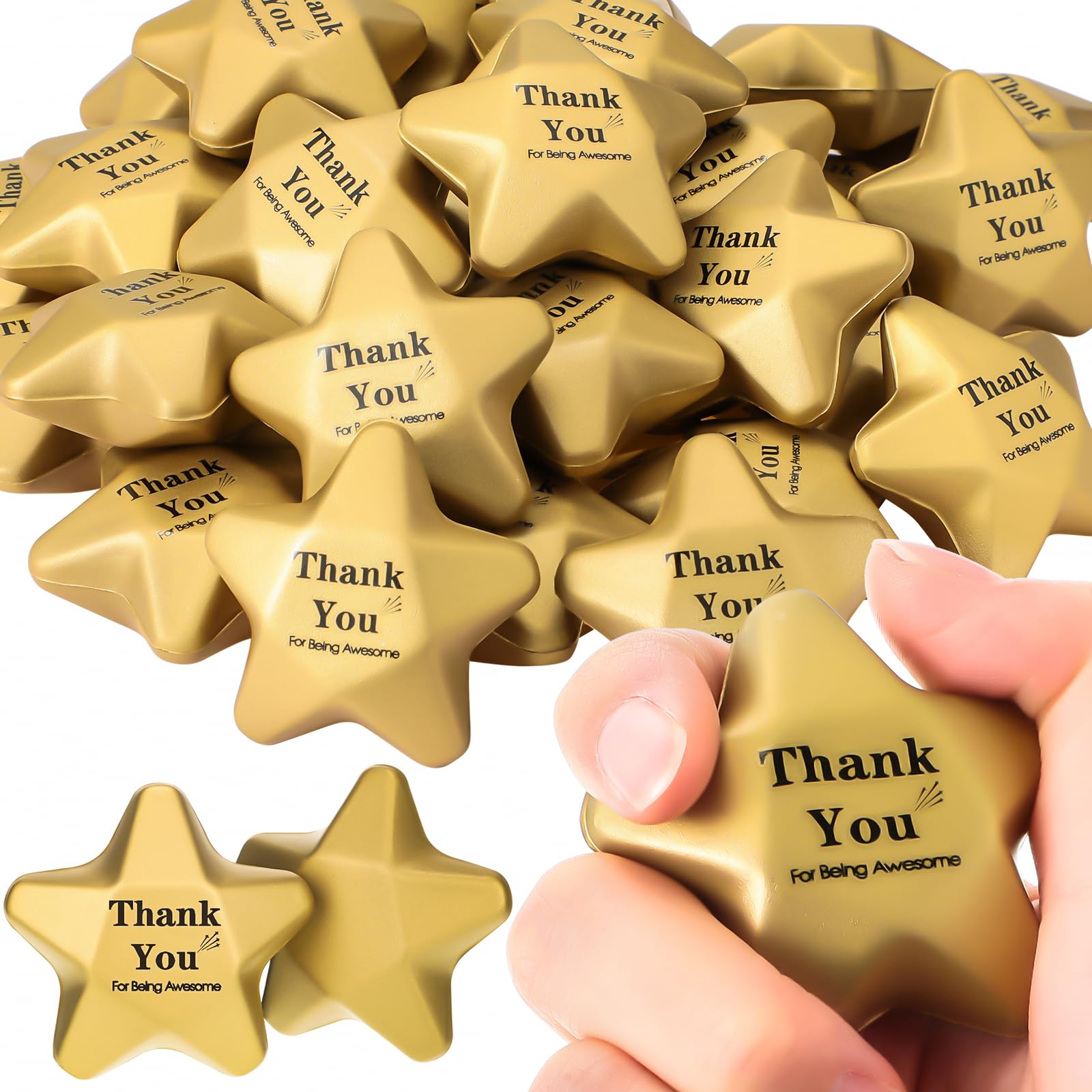 72 Pieces 1.6 Inch Star Stress Balls Star Mini Foam Stress Ball Stress Relief Star Balls Star Stress Toys for Teens Adults Student Prizes Party Bag Fillers (Thank You Style)