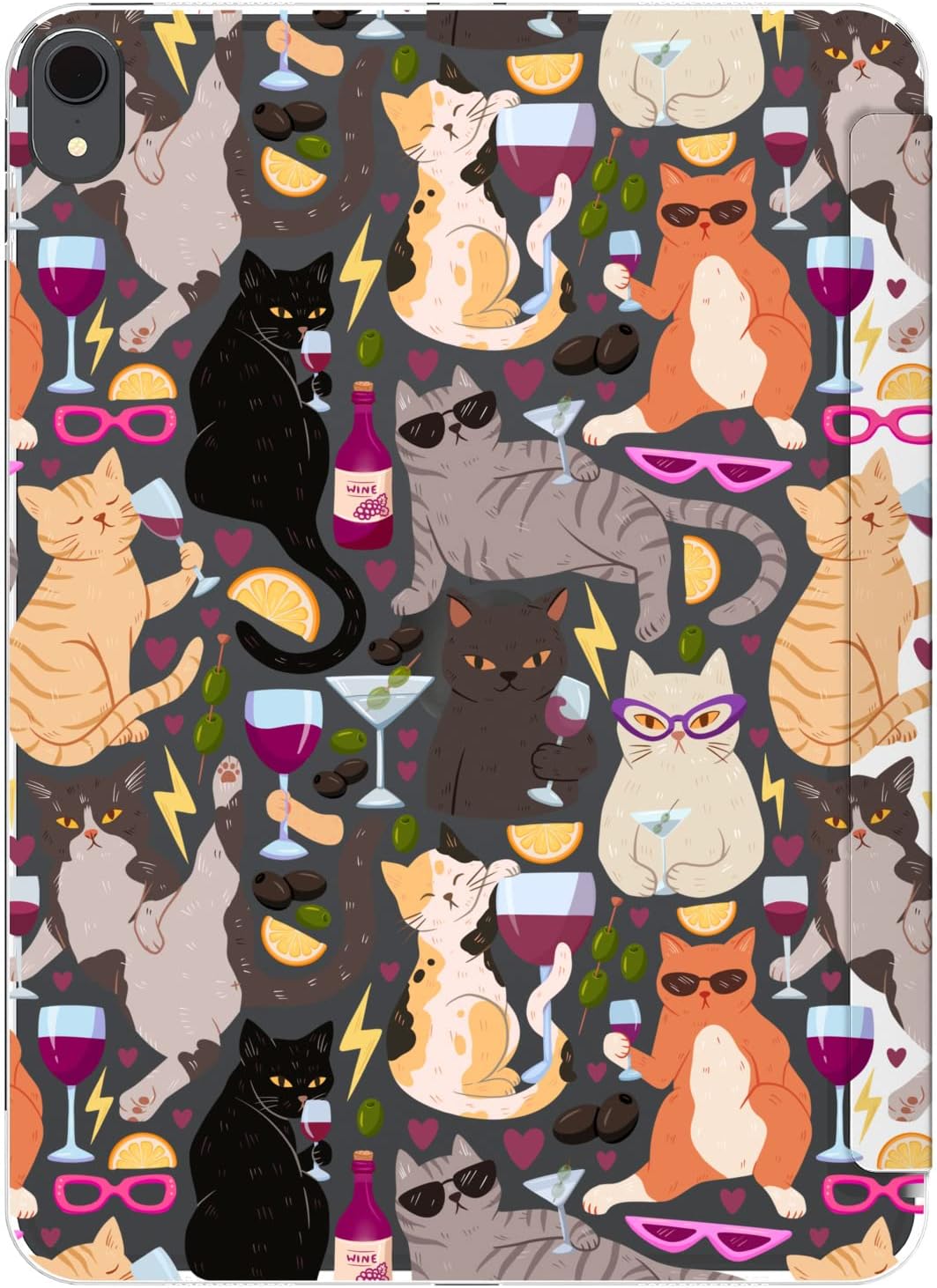 Case for iPad Pro 13 M4 Air M2 11 2024 4th 10.9 2022 10.2 12.9 10.5 9.7 Mini 6 5 4 3 2 1 Funny Cats Creative Lover Martini Design Print Magnetic Gift Closure Adorable Stand Slim fit Wine image 3