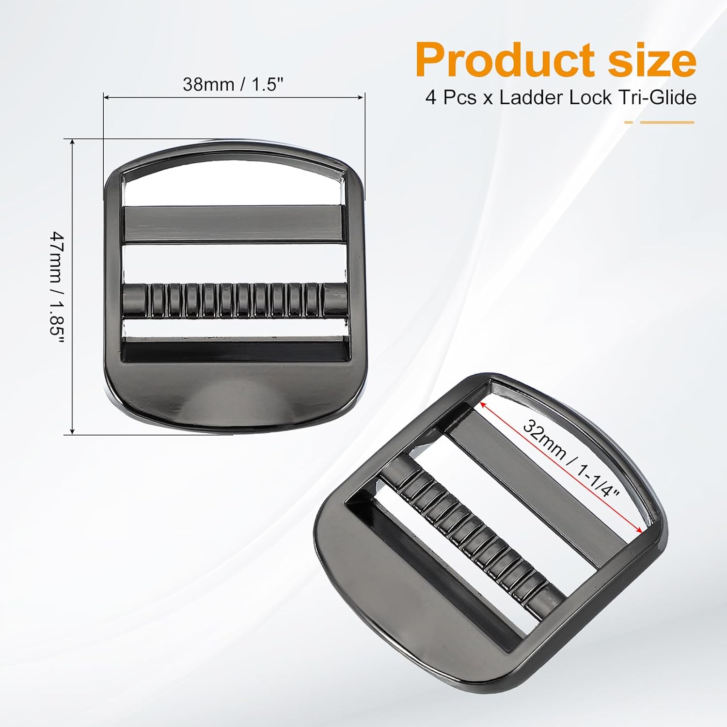 PATIKIL Ladder Lock Buckle Slider, Zinc Alloy Adjustable Webbing Strap Release Buckles Belt Tri-Glide for Backpack Sewing - Image 2