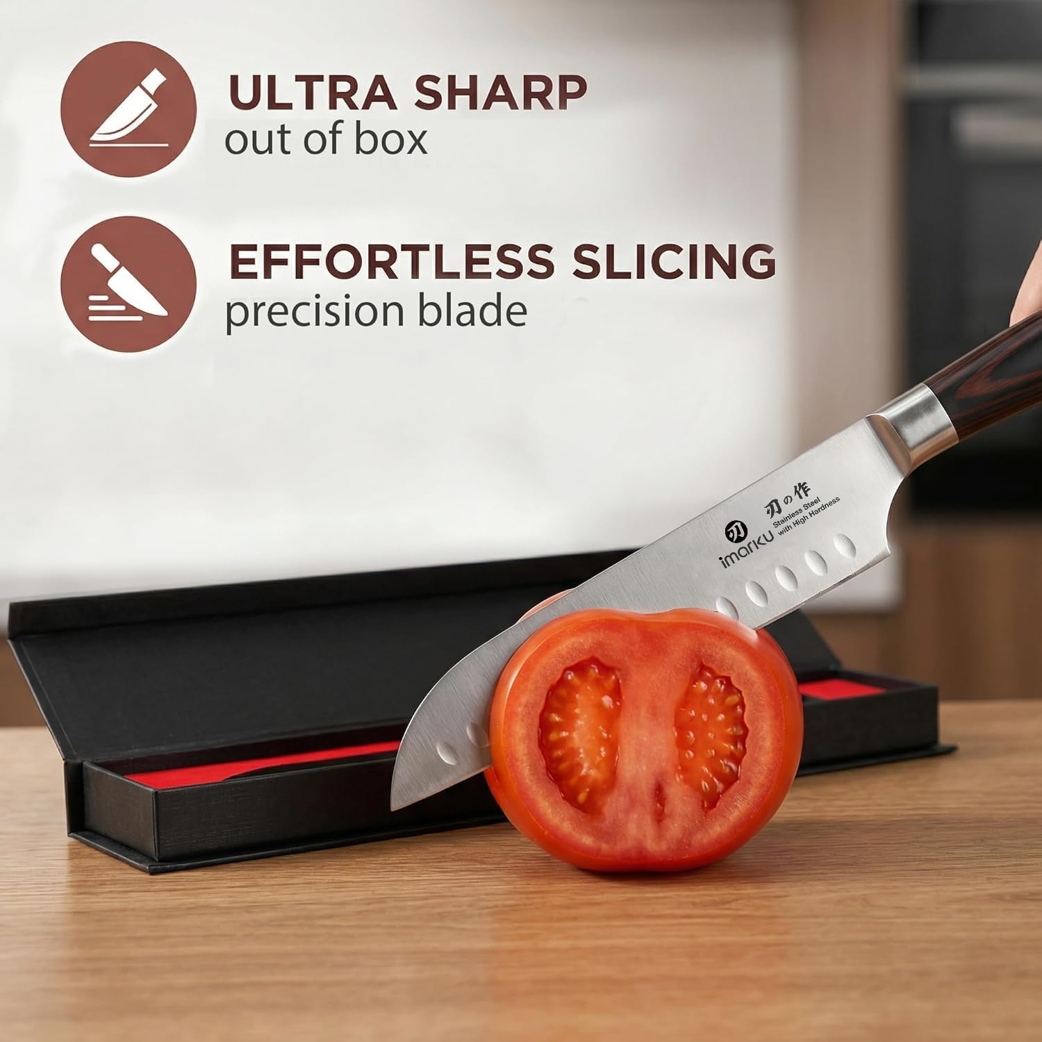 imarku Santoku Knife-Super Sharp Chef Knife Made of High Carbon Stainless Steel, Kitchen Knife with Ergonomic Handle, Great Sharp Knife on Christmas and Birthday for Her Him
