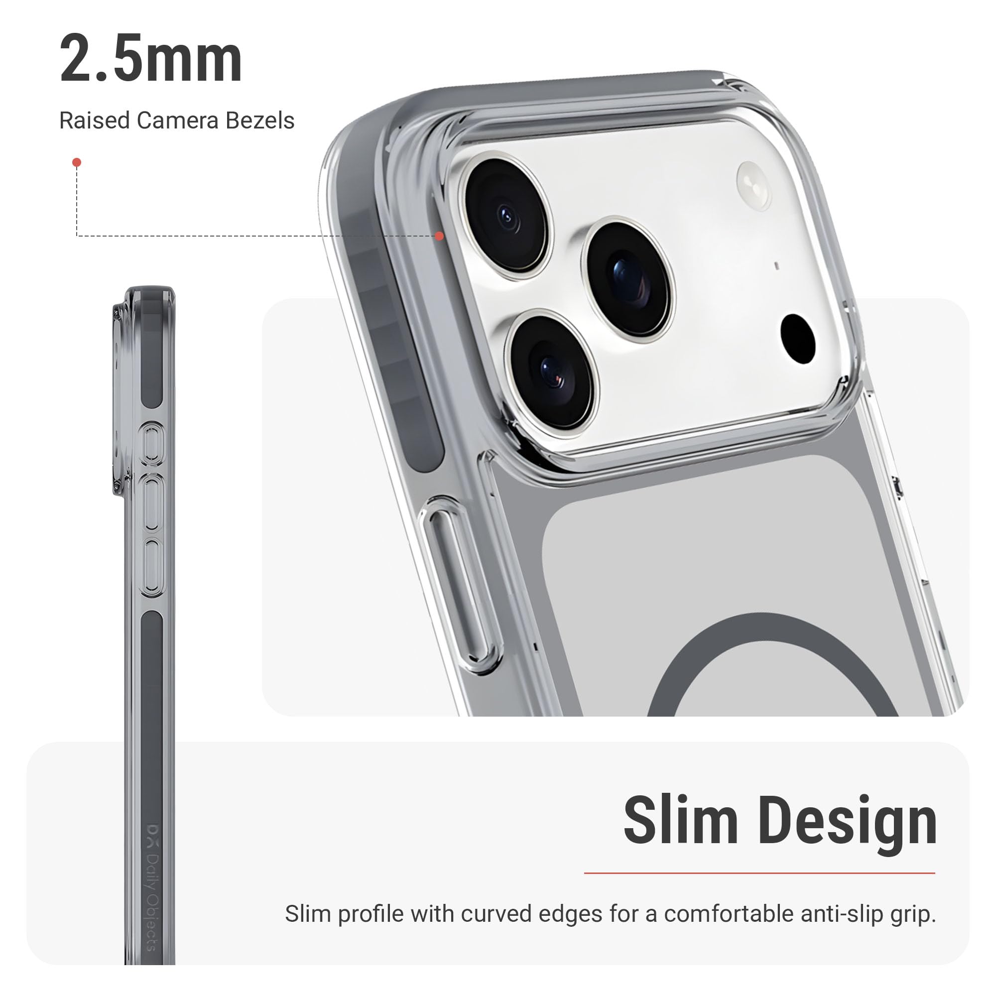 DailyObjects Stride Clear 2.0 Magnetic Case Cover Compatible with iPhone 17 Pro | Wireless Charging Slim Back Cover | 2 Layer Edge Protection & Shockproof — Amazon image 2
