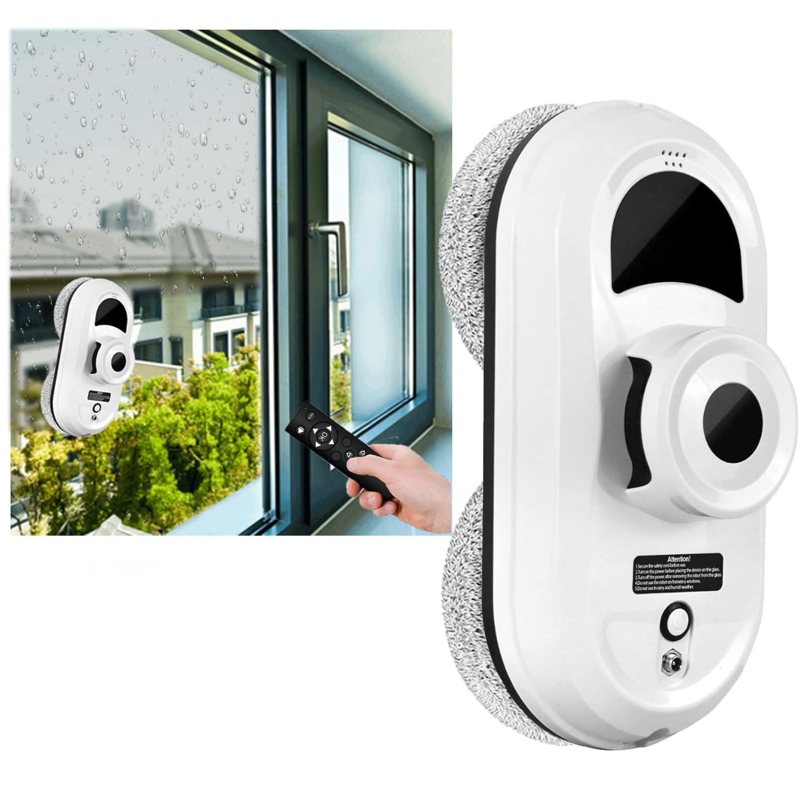POCDUUA Robot Window Cleaner, 5600Pa Intelligent Window Cleaning Robot with Remote Control, Intelligent Path Planning, Automatic Glass Cleaner Vacuum for Windows/Tiles/Class Door