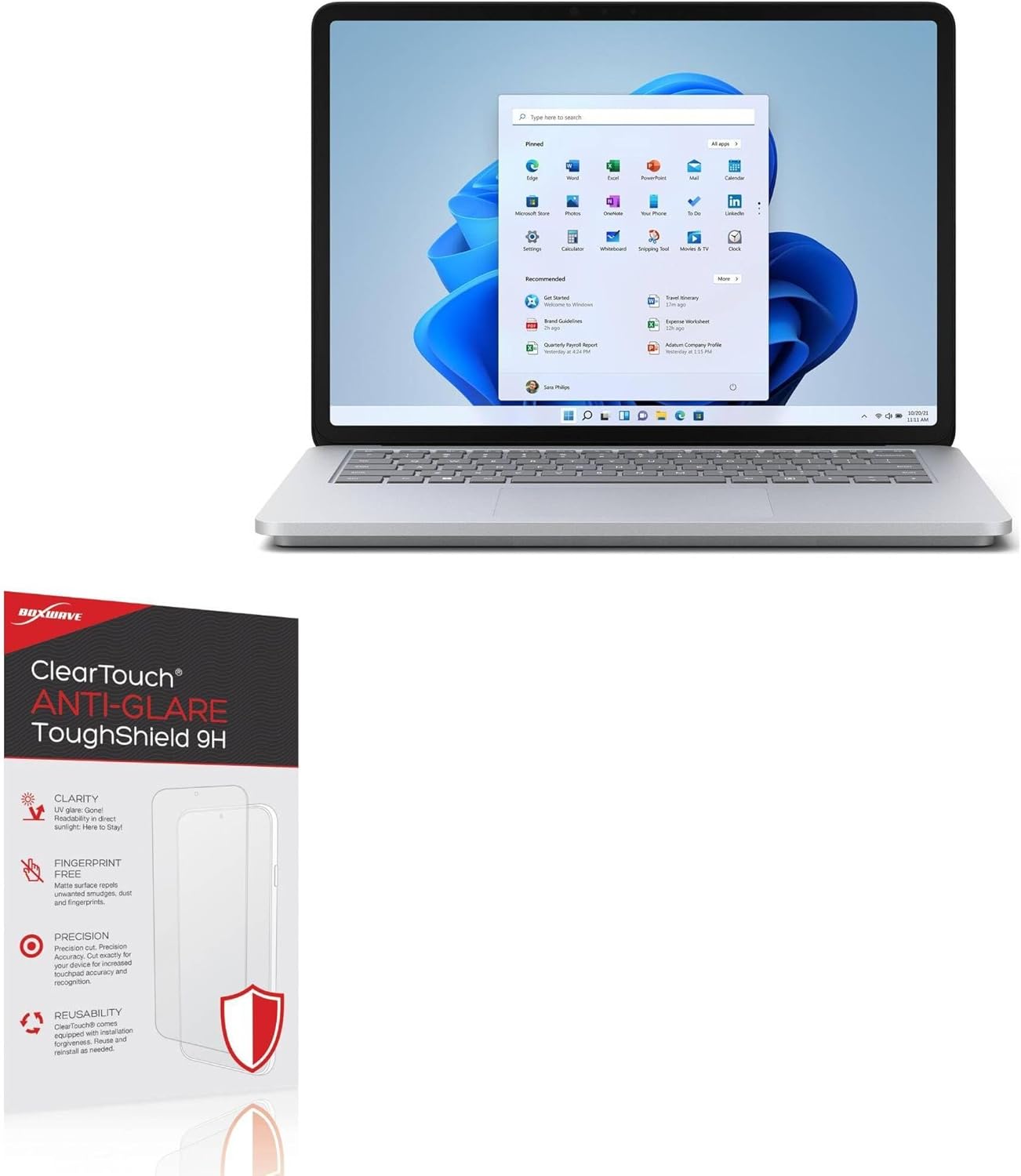 BoxWave Screen Protector Compatible With Microsoft Surface Laptop Studio (14.4 in) - ClearTouch Anti-Glare ToughShield 9H (2-Pack), Anti-Glare 9H Tough Flexible Film Screen Protector