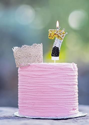 Miniatura 3 de Kinsynko Velas de cumpleaños número 7 de 3.15 pulgadas, decoración de tarta de feliz cumpleaños 7 con corona para cumpleaños de siete años, boda,