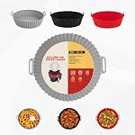 SAMNATE 3PCS Silicone Air Fryer Liners – Reusable air Fryer – Fits Most Silicone air Fryer – Non-Stick AirFryer Accessories – Airfryer Liners 8-10QT– Air Fryer Liners