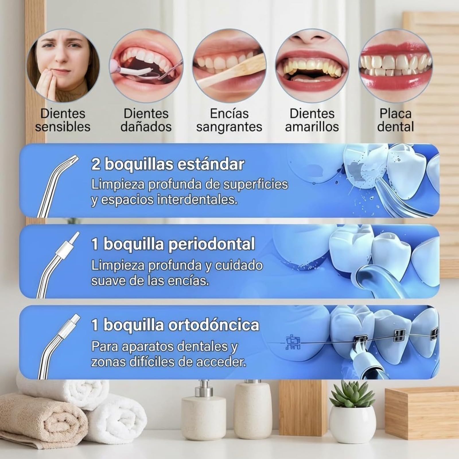 Oryzom Irrigador Dental,irrigador Dental Profesional Inalámbrico Con Irradiador,Water Flosser Para La Limpieza Dental.IPX7 Resistente Al Agua,limpieza Dental Para El Hogar (Negro)