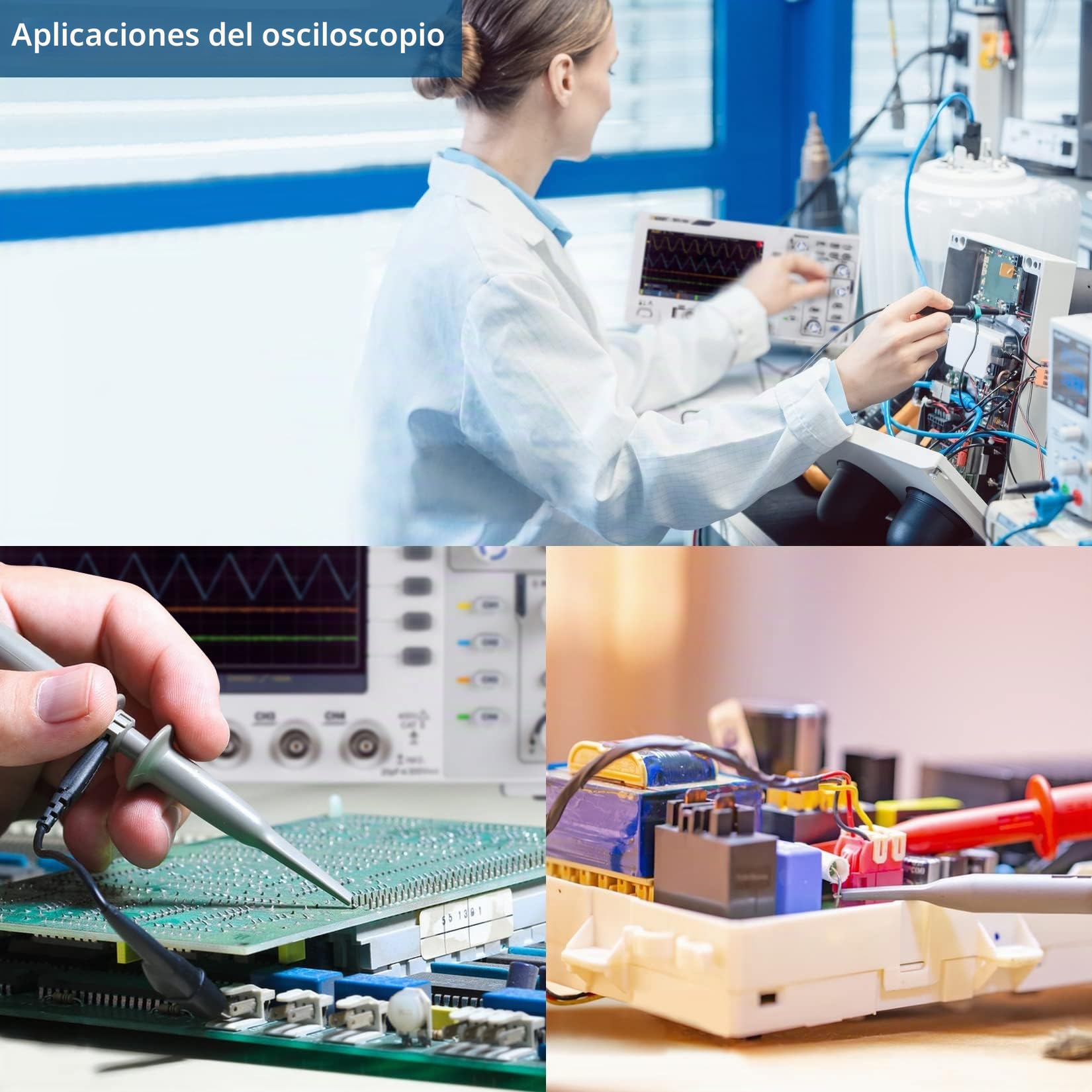 OWON Osciloscopio digital SDS1104 de 100 MHz, decodificador estándar de 1GS/s de 4 canales, osciloscopio de almacenamiento digital LCD de 7 pulgadas compatible con SCPI, y LabVIEW
