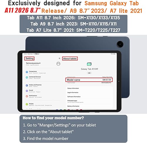 Miniatura 2 de AVAWO Funda infantil para Samsung Galaxy Tab A11 de 8.7 pulgadas 2026/Tab A9 2023 de 8.7 pulgadas con protector de pantalla integrado y soporte