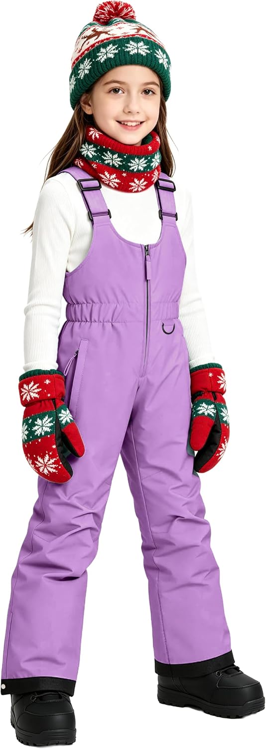 wantdo Girls Ski Pants Winter Snow Bibs Kids Insulated Snowboarding Overall
