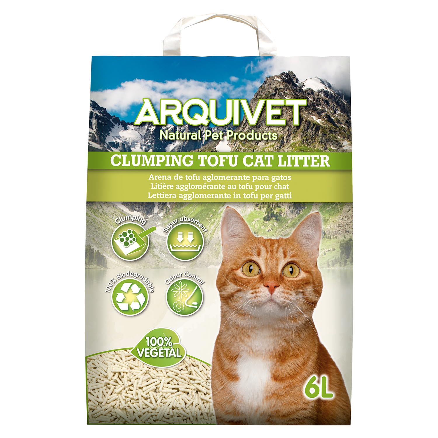 Arena de Tofu para Gatos 6 L - Aglomerante y Absorbente