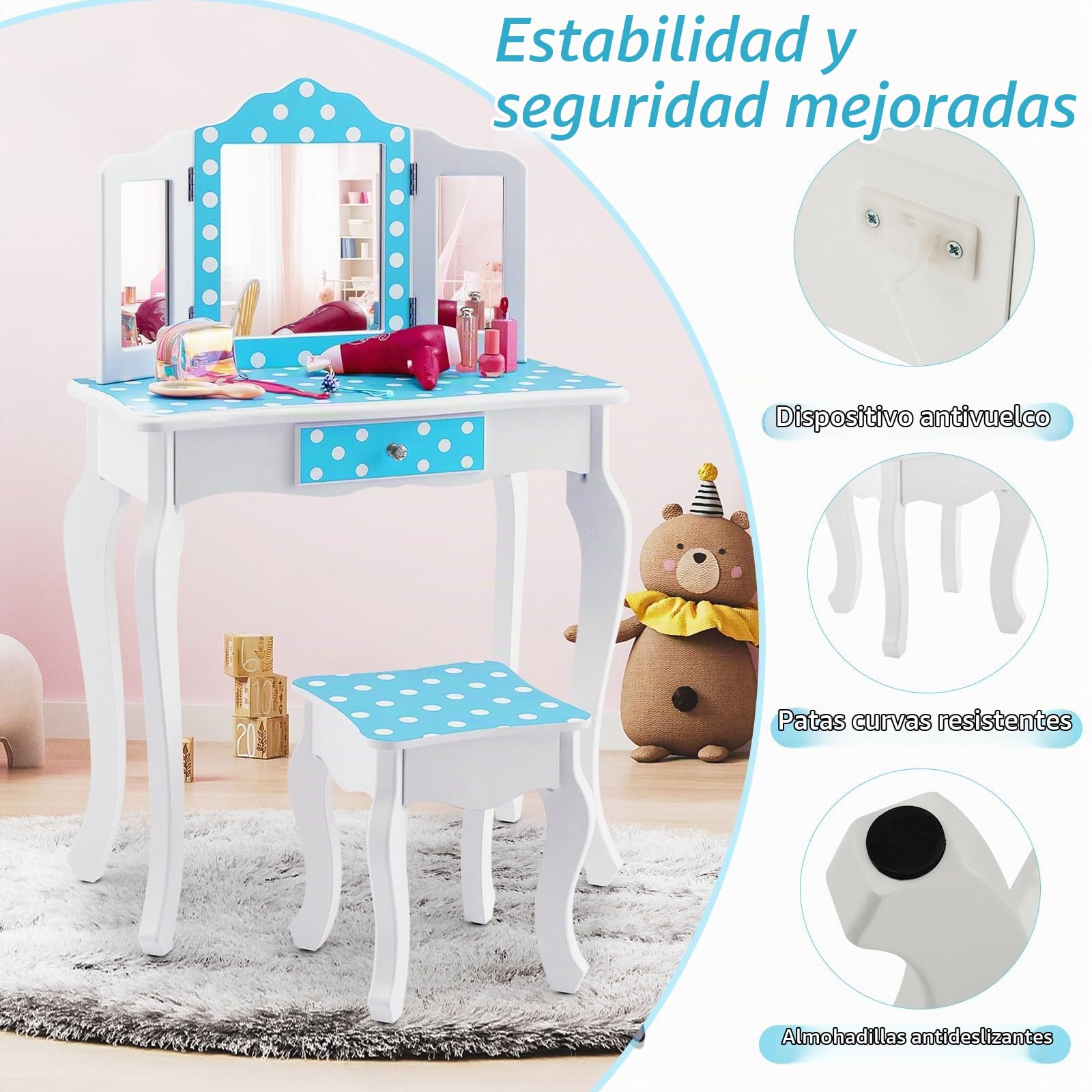 LIFEZEAL Tocador Infantil con Espejo Plegable (Estilo 6)