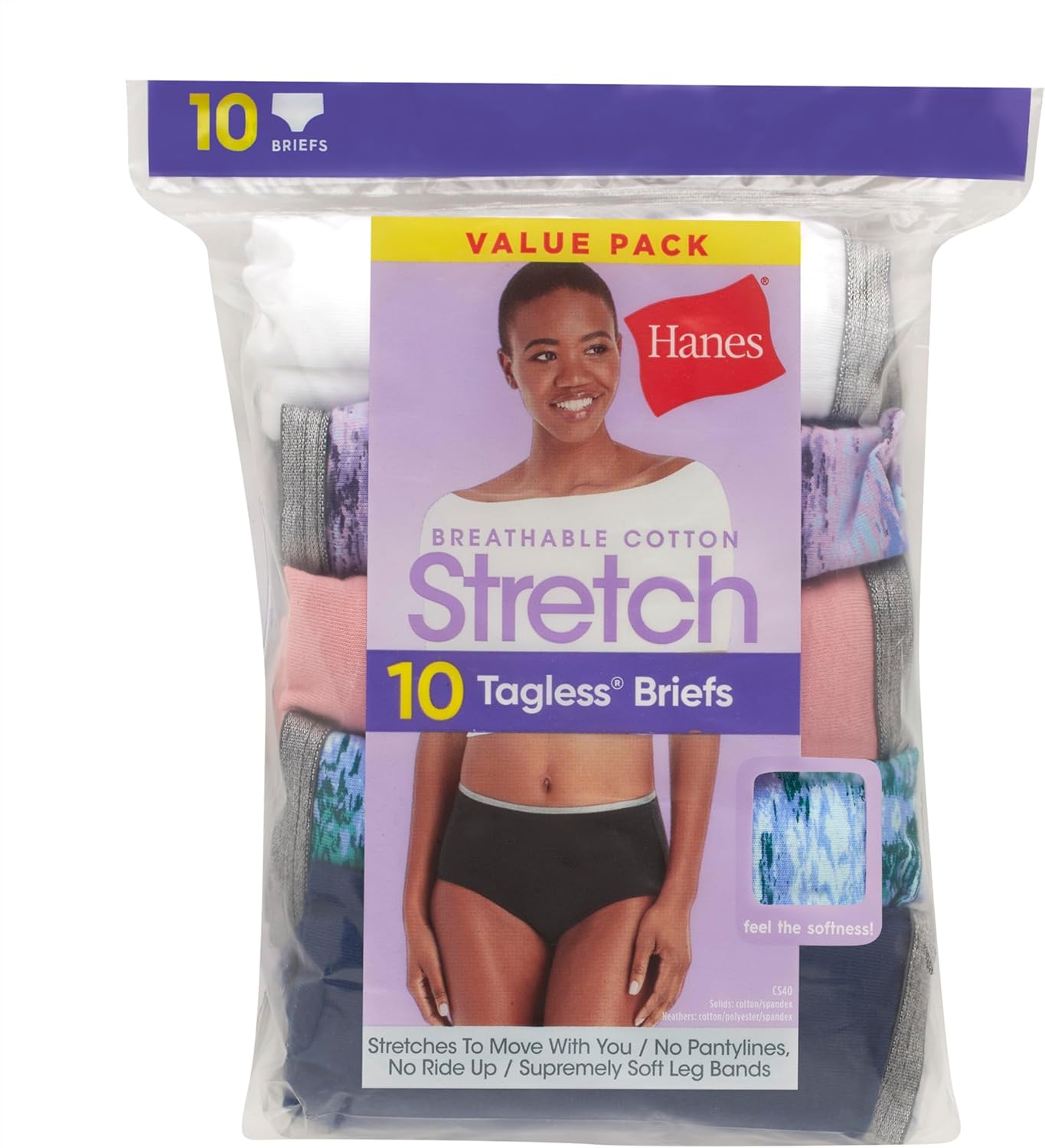 Hanes Women's Stretch Cotton Moisture-Wicking Bikini Underwear Value Pack, Smoothing Bikini Panties 10-Pack (Colors May Vary) - Image 6