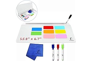 Space-Saving Dry-Erase Glass Desk Whiteboard Set